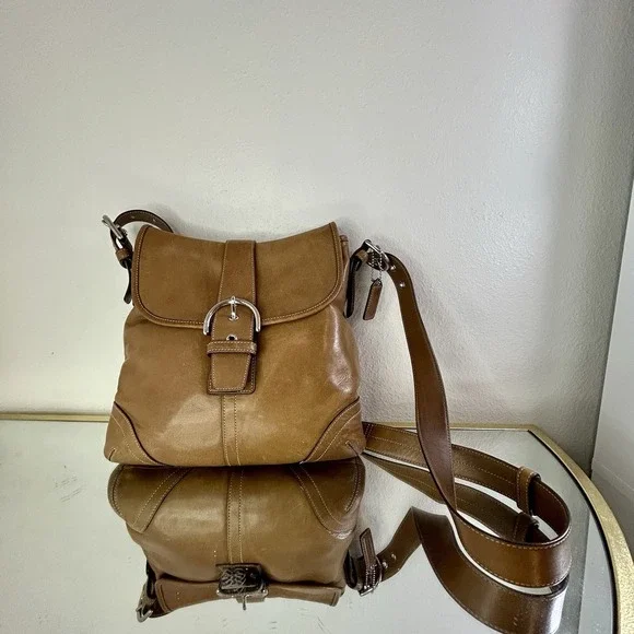 Vintage Y2K Coach Soho 9480 Leather Crossbody Buckle Purse Bag Tan Brown Wallet - Picture 1 of 10